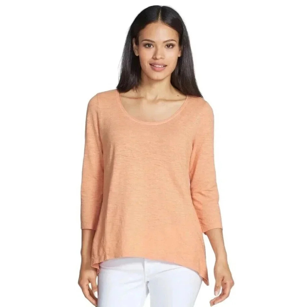 Eileen Fisher Scoop Neck Nectar Organic Cotton Hemp Twist Shirt Top Size S - Picture 3 of 3